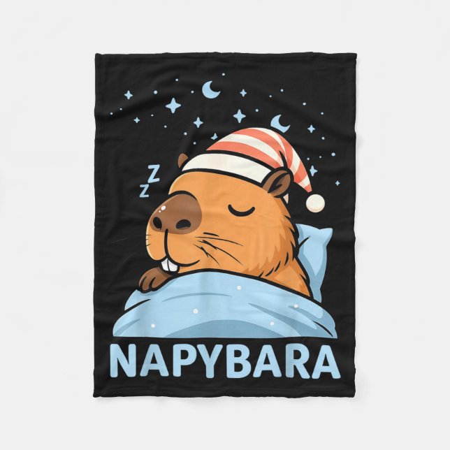 Cute Sleepy Capybara Funny Napybara Pajamas  Fleecefilt (Framsidan)
