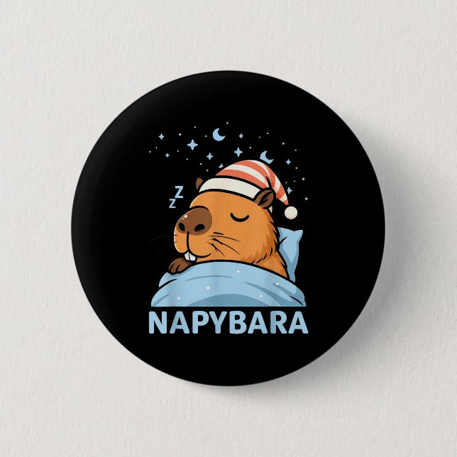 Cute Sleepy Capybara Funny Napybara Pajamas  Knapp (Framsida)