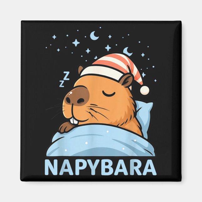 Cute Sleepy Capybara Funny Napybara Pajamas  Magnet (Framsidan)