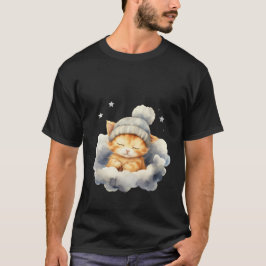 Cute Sleepy Cat on Cloud Winter Beanie Art ✨🐾☁️ T Shirt