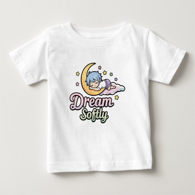 Cute Sleepy Moon Illustration with Quote T Shirt (Framsida)