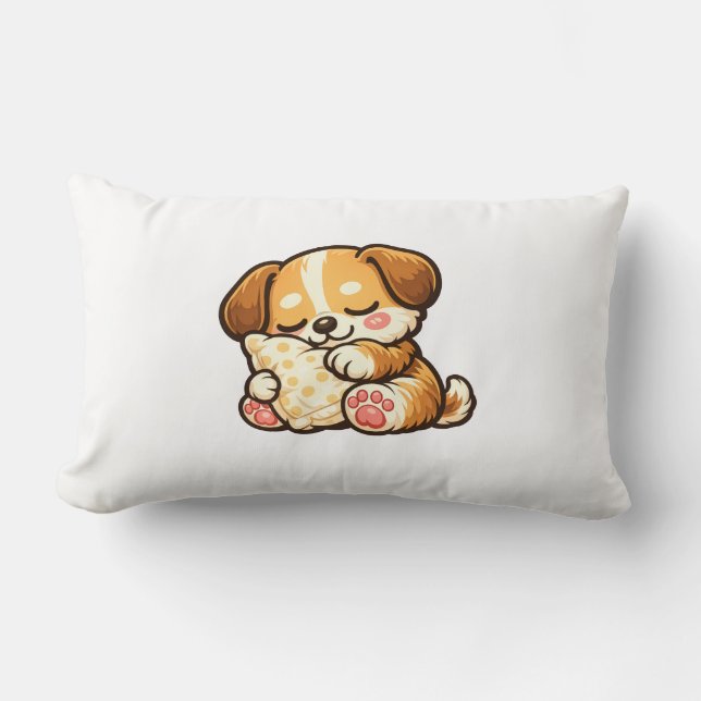 Cute Sleepy Puppy with Pillow Lumbarkudde (Framsida)