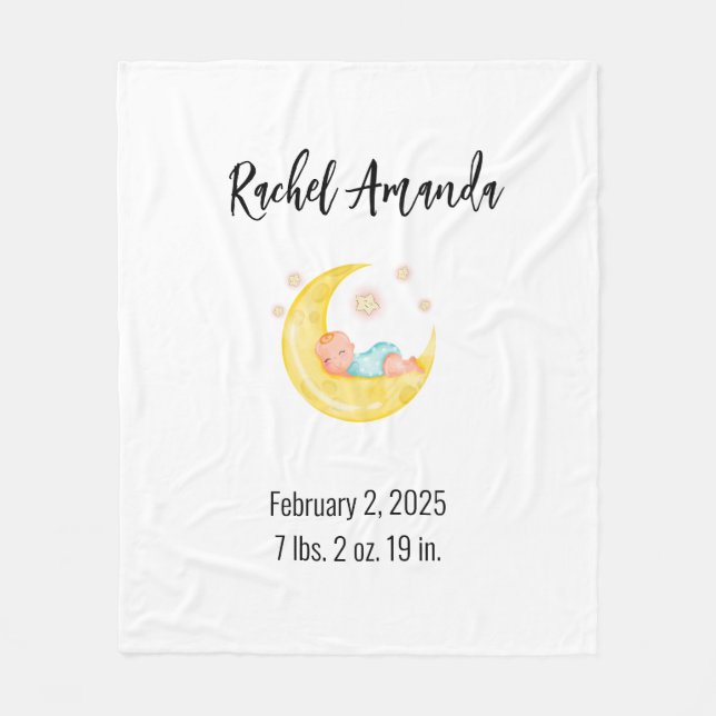 Cute Sleft Baby på Måne och stjärnor Fleecefilt (Framsidan)