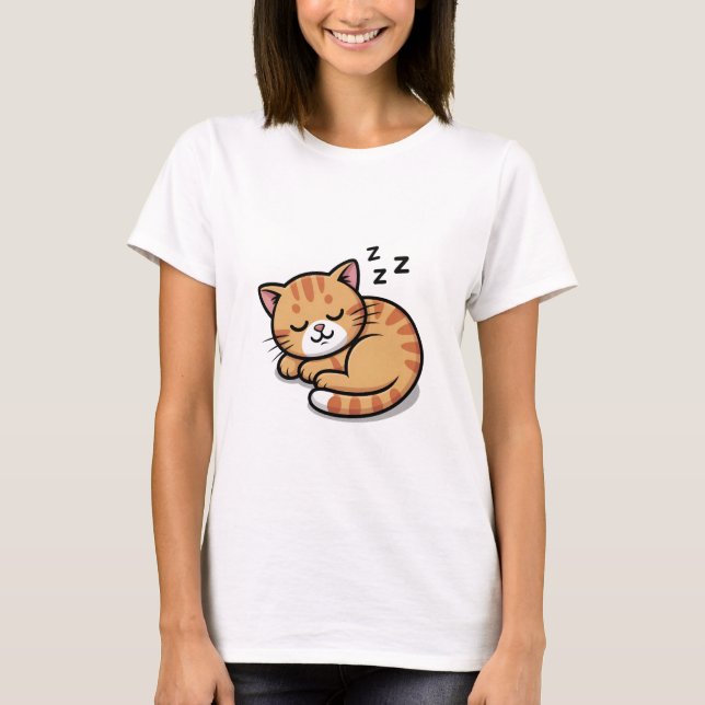 Cute Sleft Orange Tabby katt Kvinnor i T-Shirt (Framsida)