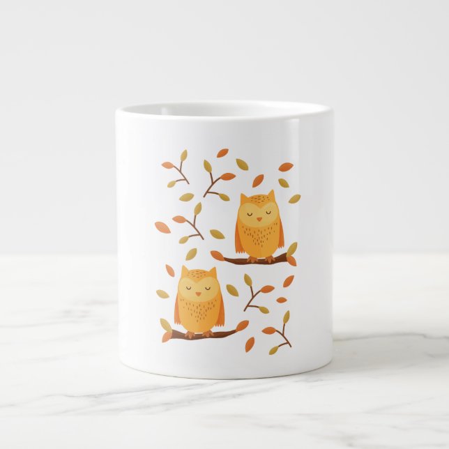 Cute Sleft Uggla Höst 🦉 Jumbo Mugg (Framsidan)