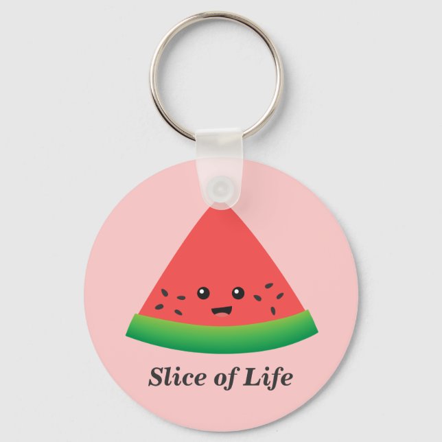 Cute Slice of Watermelon Rosa Keychain Nyckelring (Framsida)