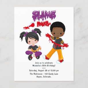 Cute Slime Party Birthday-inbjudan Flygblad
