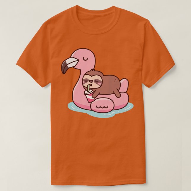 Cute Slog på Rosa Flamingo Bassäng Flyter T Shirt (Design framsida)