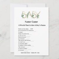 Cute Slogan Baby Shower Guuting Game-inbjudan