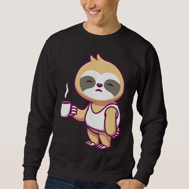 Cute Sloth 55 Lång Ärmad Tröja (Framsida)