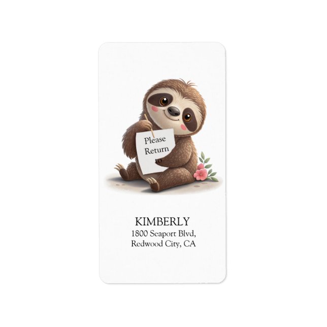 Cute Sloth Adressetikett (Framsidan)