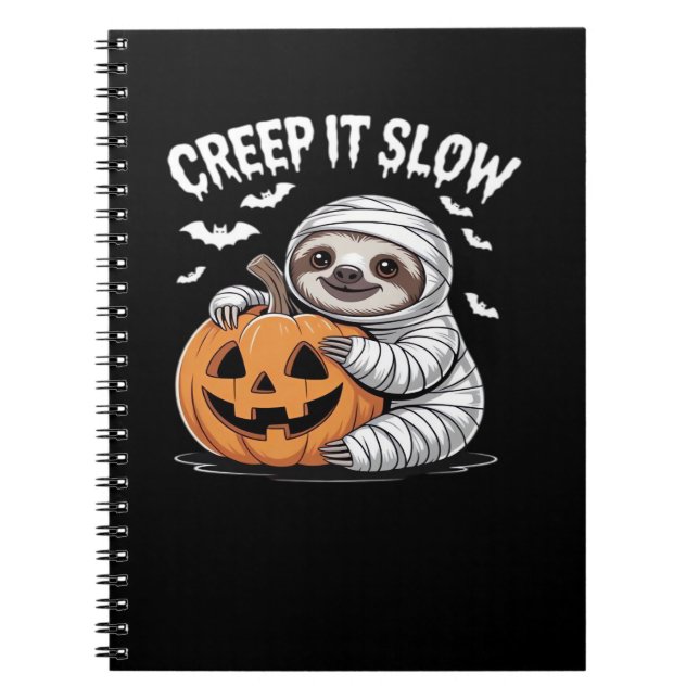 Cute Sloth Älskare Funny Halloween Pumpkin Essenti Anteckningsbok (Framsidan)