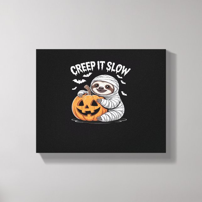 Cute Sloth Älskare Funny Halloween Pumpkin Essenti Canvastryck (Framsida)