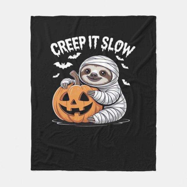 Cute Sloth Älskare Funny Halloween Pumpkin Essenti Fleecefilt (Framsidan)
