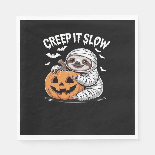 Cute Sloth Älskare Funny Halloween Pumpkin Essenti Pappersservett (Framsidan)