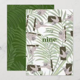 Cute Sloth Animal in Vild Forest Födelsedagsfest Inbjudningar