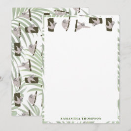 Cute Sloth Animal Mönster i Vild Forest Tack Kort