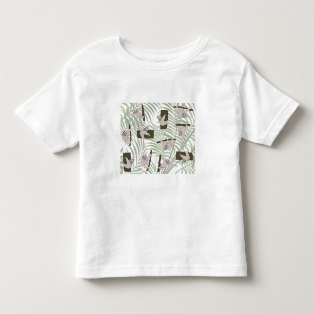 Cute Sloth Animals Mönster i Vild Forest T Shirt (Framsida)