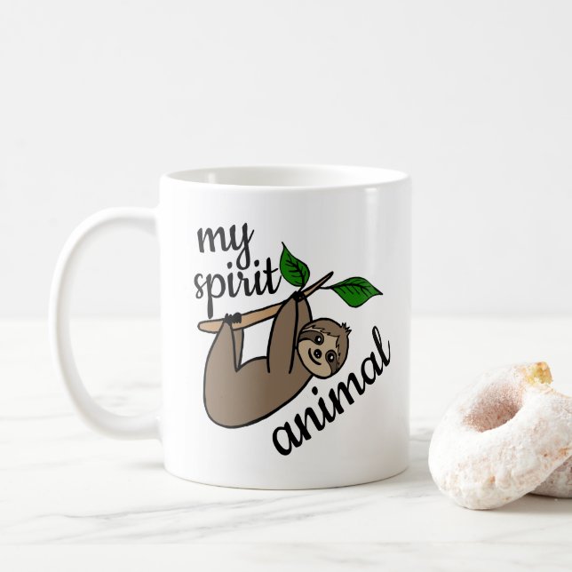 Cute Sloth är mitt andningsdjur Kaffemugg (Med munk)