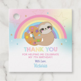 Cute Sloth Art Paint Party Birthday Tack Gåvor Etiketter