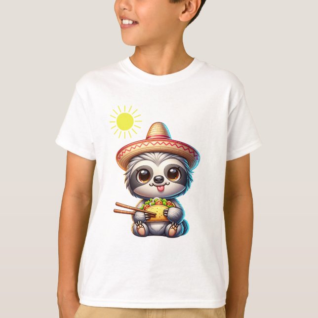 Cute Sloth ätande Taco T Shirt (Framsida)