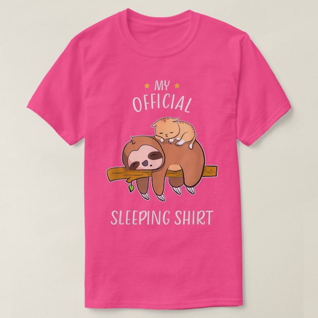 Cute Sloth Baby Cat Sleeping Pajamas Funny T Shirt (Design framsida)