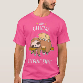 Cute Sloth Baby Cat Sleeping Pajamas Funny T Shirt