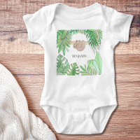 Cute Sloth Baby Jungle Löv Watercolor Namn