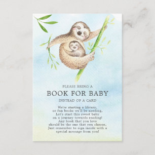 Cute Sloth Baby Shower Bok för Baby Tilläggskort