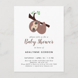 Cute Sloth Baby Shower Boy Adsible Animal Investig Inbjudan Vykort