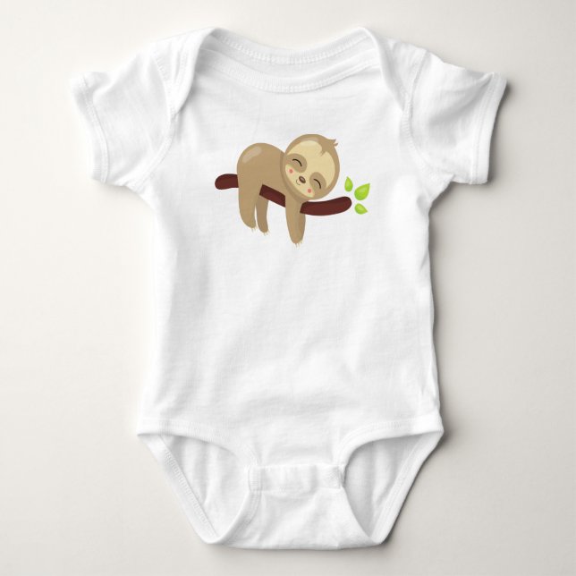 Cute Sloth, Baby Sloth, Lazy Sloth, Sleeping Sloth T Shirt (Framsida)