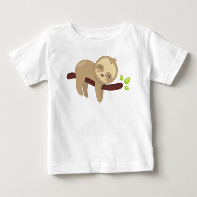 Cute Sloth, Baby Sloth, Lazy Sloth, Sleeping Sloth T Shirt (Framsida)