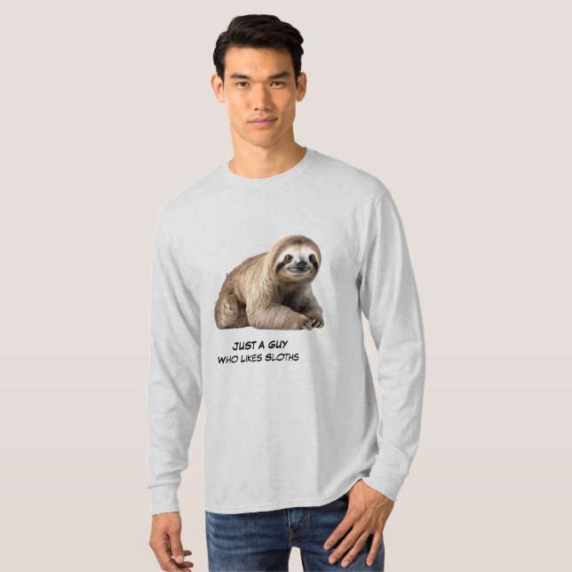 Cute Sloth Background T Shirt (Hel framsida)