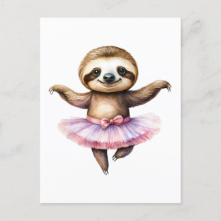 Cute sloth ballerina dansballet helg vykort