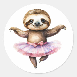 Cute sloth ballerina dansballet runt klistermärke