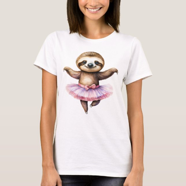 Cute sloth ballerina dansballet t shirt (Framsida)