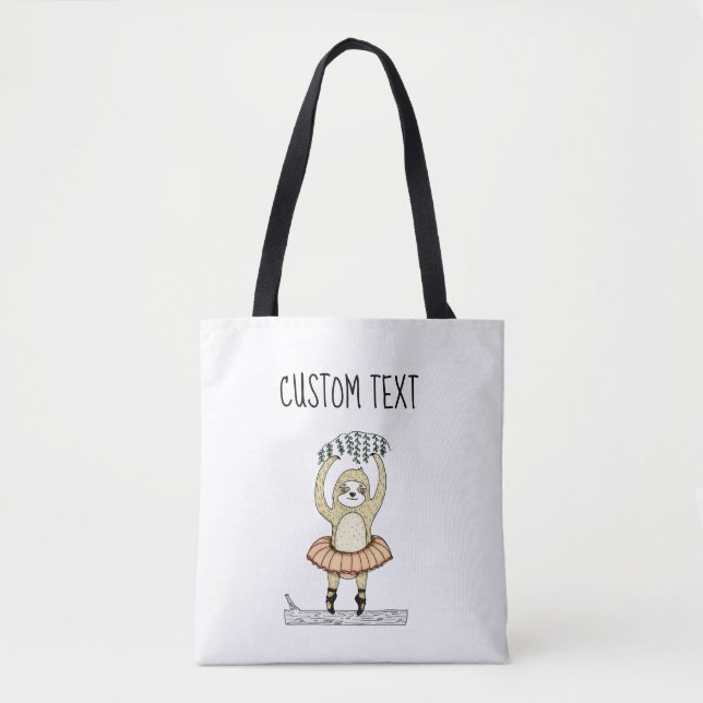 Cute Sloth Ballet Tote Bag Tygkasse (Framsida)