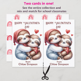 Cute Sloth Barn Valentine Party Classroom Card Vykort