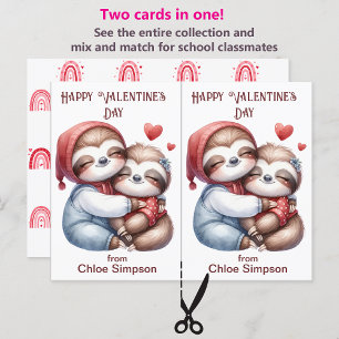 Cute Sloth Barn Valentine Party Classroom Card Vykort