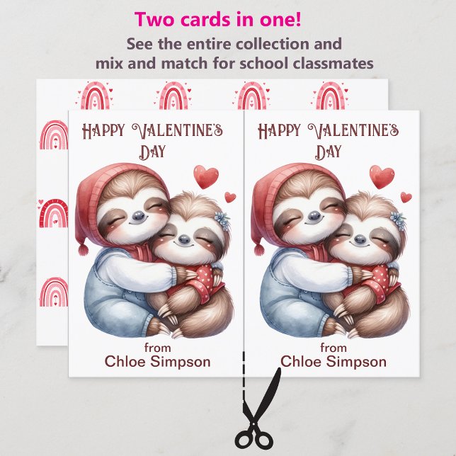Cute Sloth Barn Valentine Party Classroom Card Vykort (Skapare uppladdad)