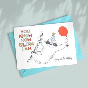 Cute Sloth Belet Birthday Card Kort