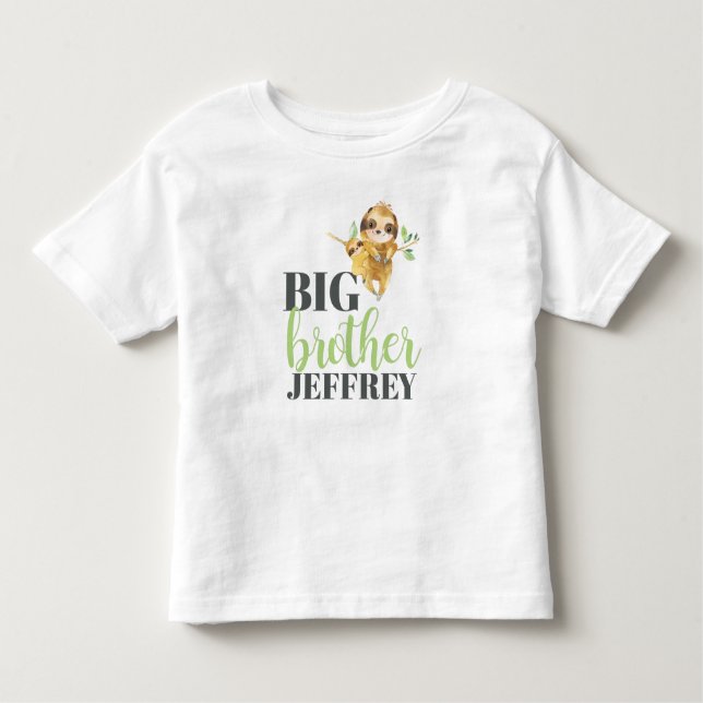 Cute Sloth Big Brother Shirt för äldre Syskon T Shirt (Framsida)