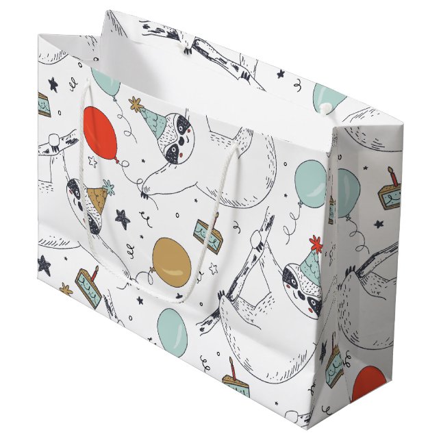 Cute Sloth Birthday Gift Bag (Framsidan Vinklad)