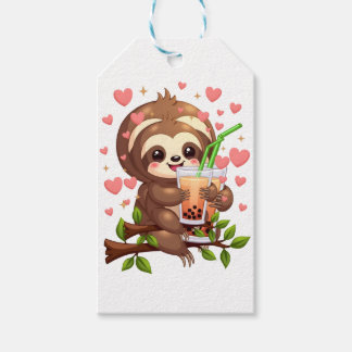Cute Sloth Boba Bubble Milk Tea Kawaii Women Girls Presentetikett