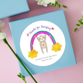 Cute Sloth Boho Rainbow Chic Baby Shower Tack Runt Klistermärke