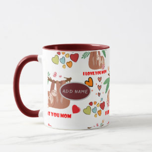 Cute Sloth Brown Mönster I Kärlek You Mamma Hearts Mugg
