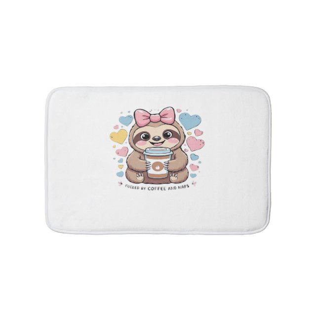 Cute Sloth Coffee Älskare Shirt - Funny Fueled by  Badrumsmatta (Framsidan)