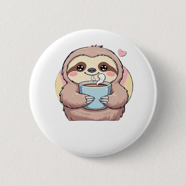 Cute Sloth Coffee Älskare Shirt - Funny Fueled by  Knapp (Framsida)