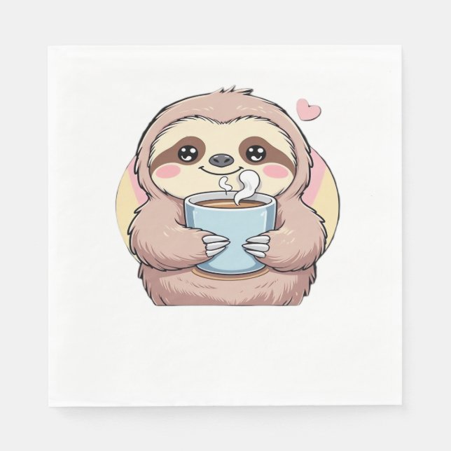 Cute Sloth Coffee Älskare Shirt - Funny Fueled by  Pappersservett (Framsidan)
