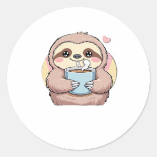 Cute Sloth Coffee Älskare Shirt � Funny Fueled by Runt Klistermärke